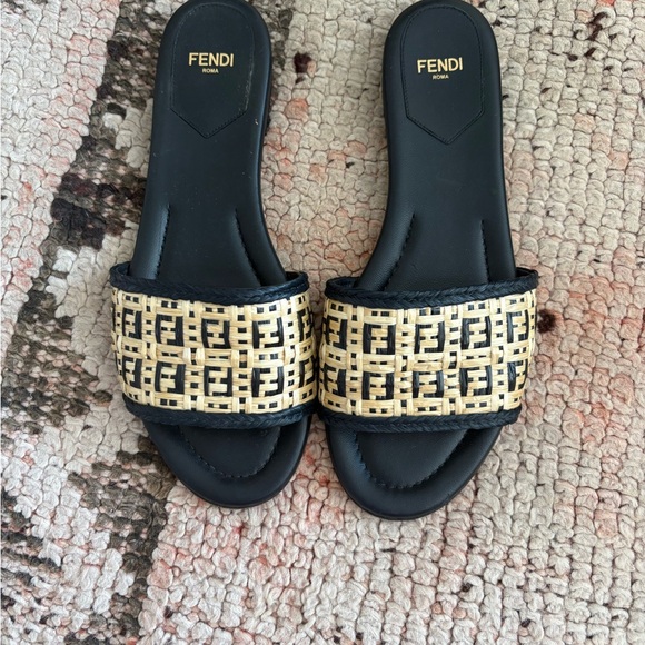 Fendi FF Raffia slides - Picture 4 of 7